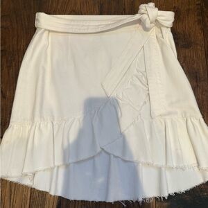 PAIGE Cream Asymmetrical Ruffle Skirt
